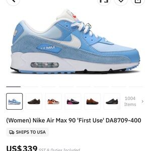 Women's Nike Air Max 90 SE University Blue Sail Ice Blue Size 8.5